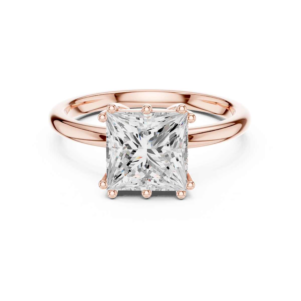 Princess Cut Diamond Solitaire Engagement Ring with Hidden Halo – view 5 of 12, lab grown diamond ring | Jewelix Atelier