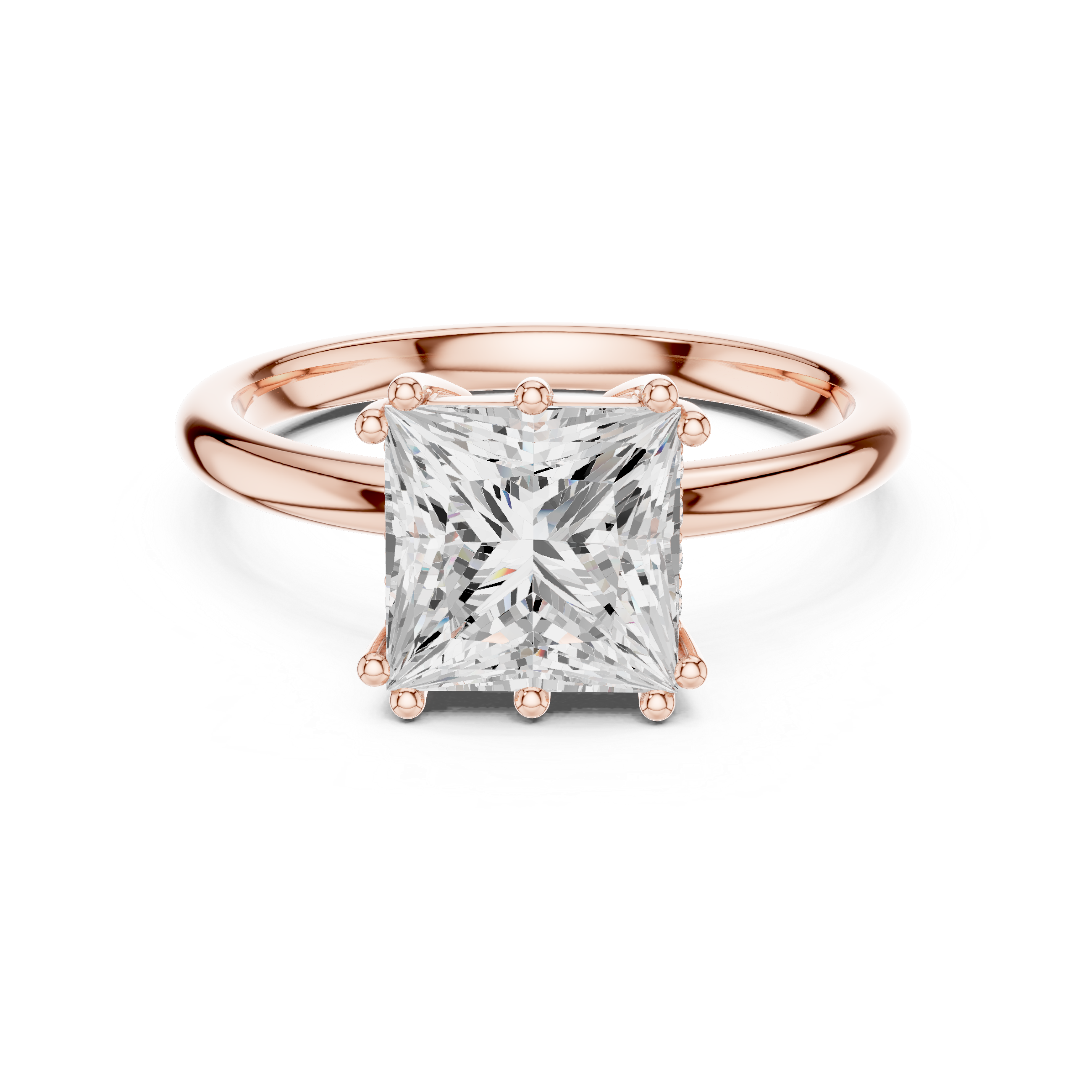 2.05 CT Princess Cut Diamond Solitaire Engagement Ring with Hidden Halo