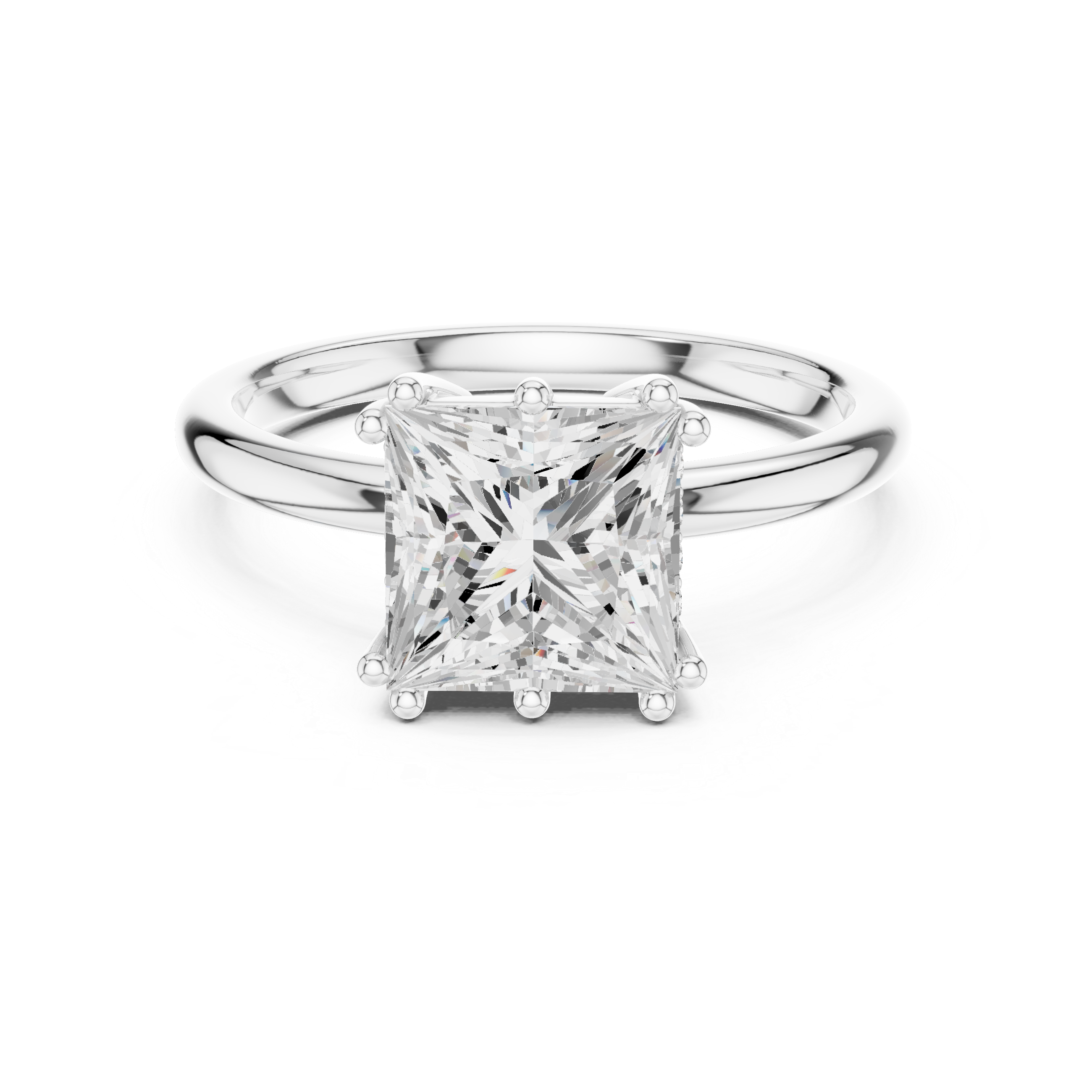 2.05 CT Princess Cut Diamond Solitaire Engagement Ring with Hidden Halo