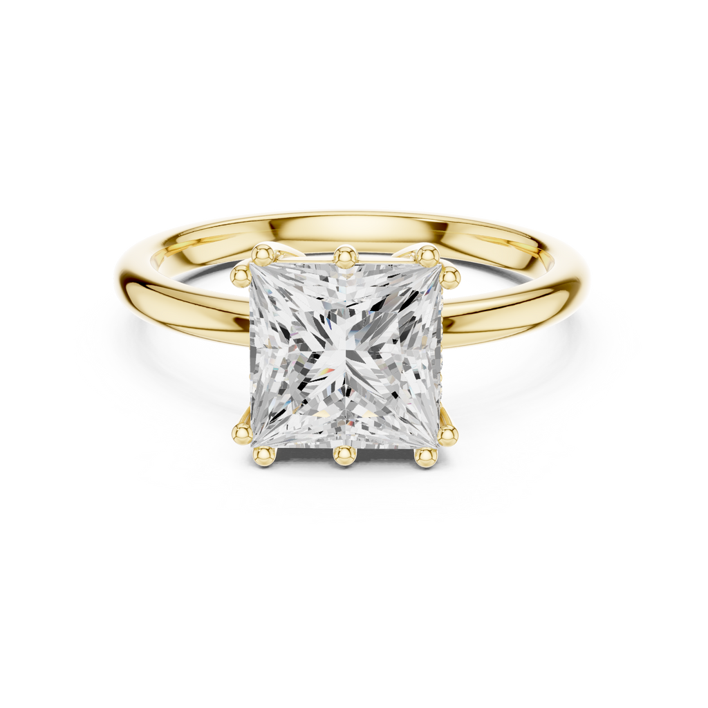 2.05 CT Princess Cut Diamond Solitaire Engagement Ring with Hidden Halo