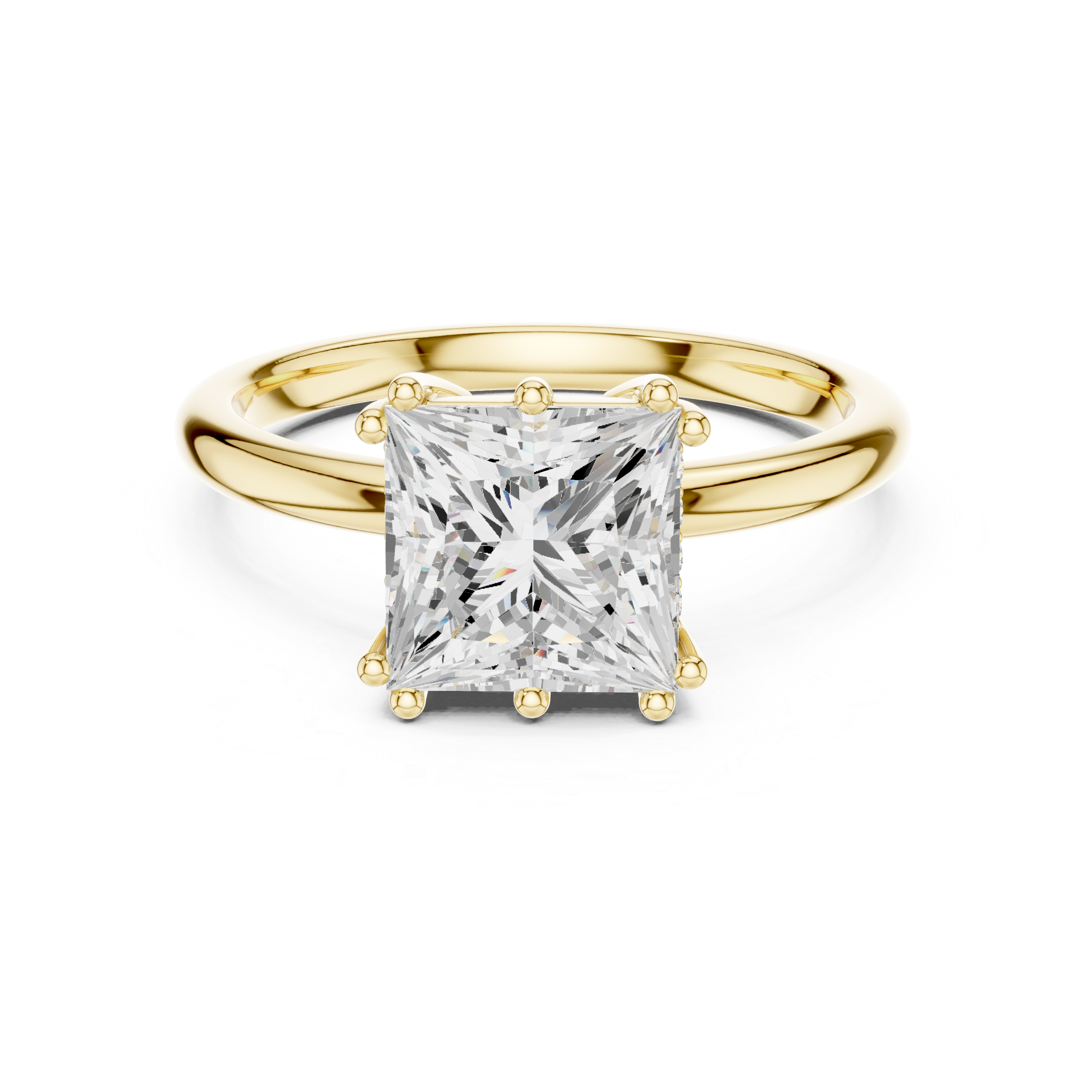 2.05 CT Princess Cut Diamond Solitaire Engagement Ring with Hidden Halo