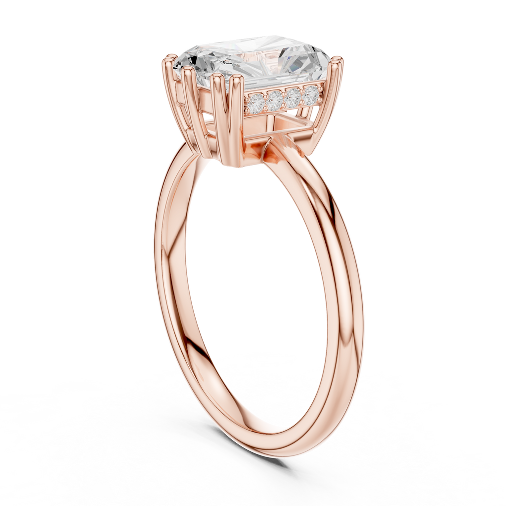 2.05 CT Radiant Cut Diamond Solitaire Engagement Ring with Hidden Halo