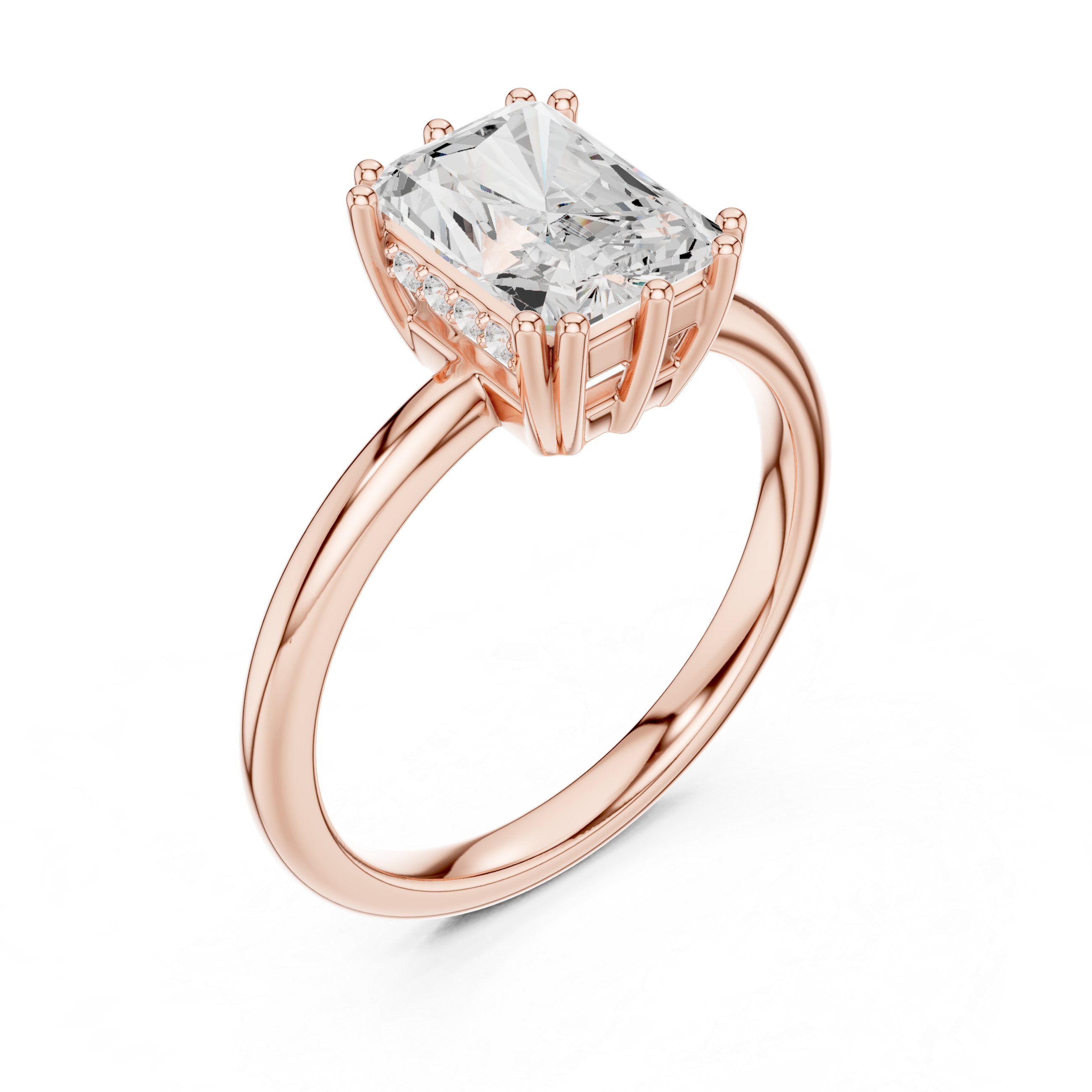 Radiant Cut Solitaire Engagement Ring with Hidden Diamond Gallery
