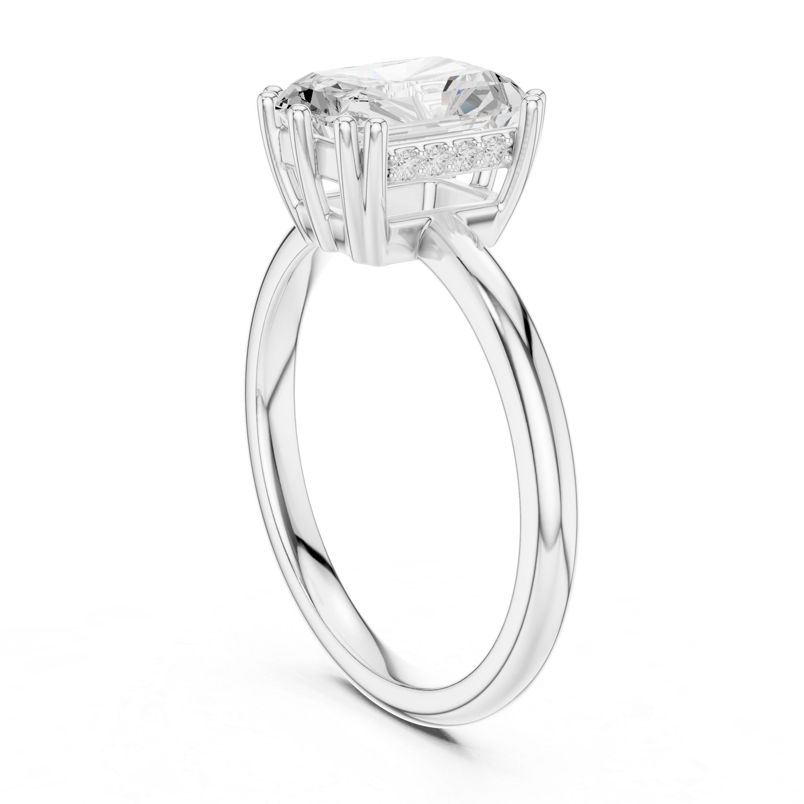 2.05 CT Radiant Cut Diamond Solitaire Engagement Ring with Hidden Halo