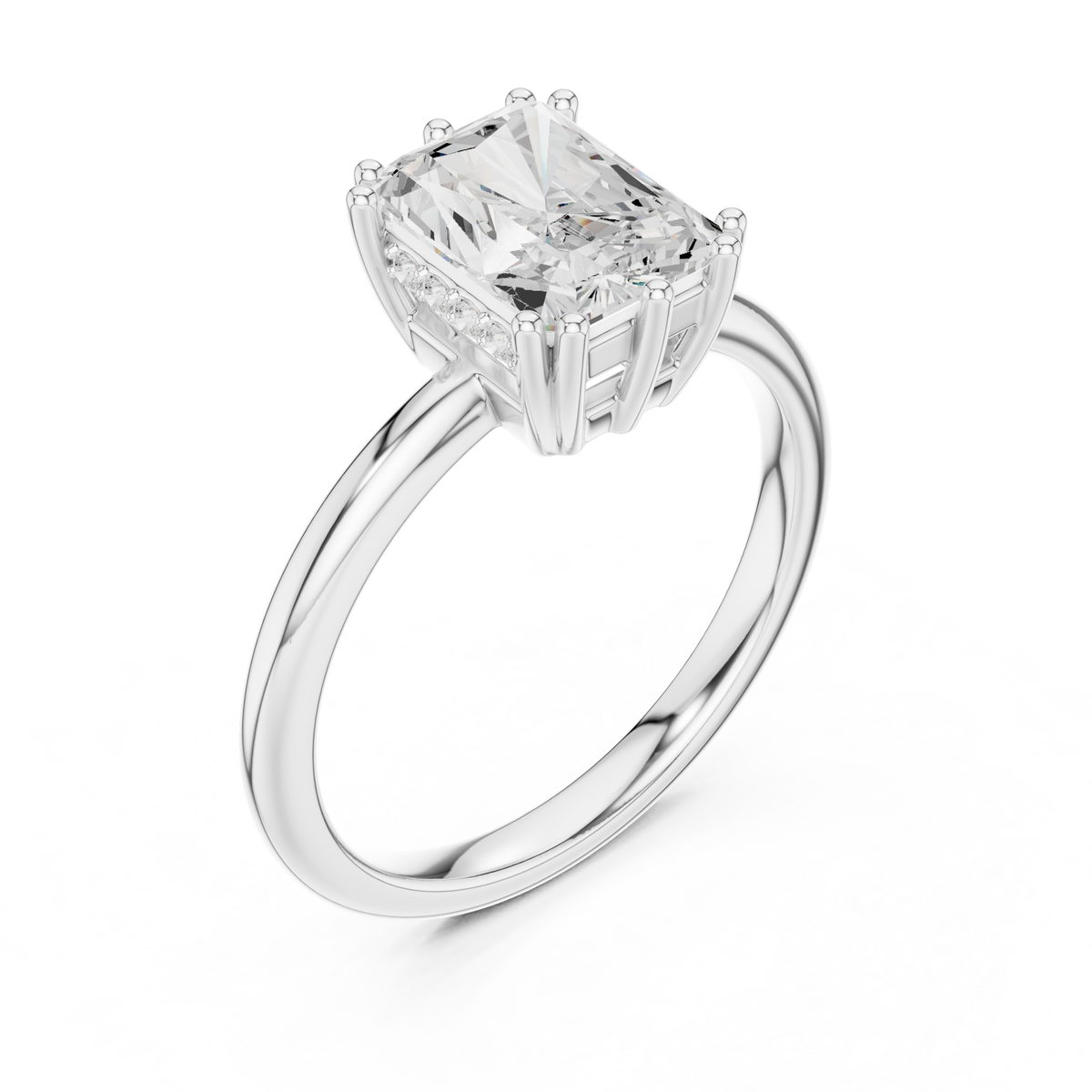 Radiant Cut Diamond Solitaire Engagement Ring with Hidden Halo – view 3 of 12, lab grown diamond ring | Jewelix Atelier