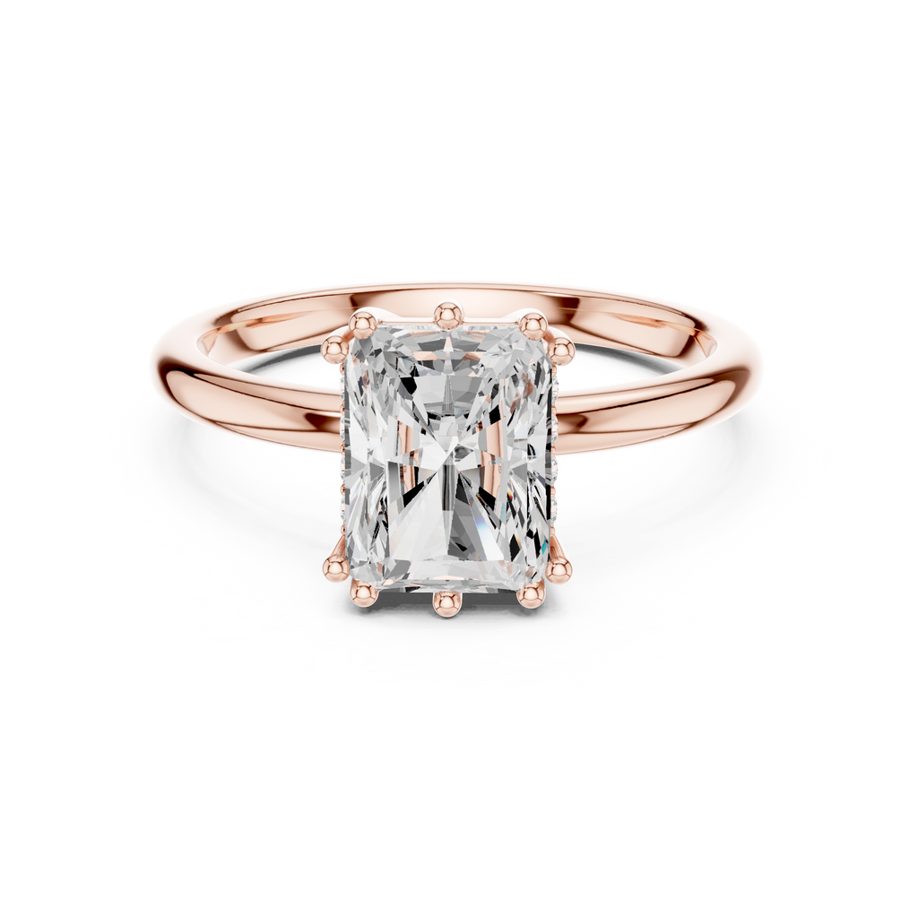 2.05 CT Radiant Cut Diamond Solitaire Engagement Ring with Hidden Halo