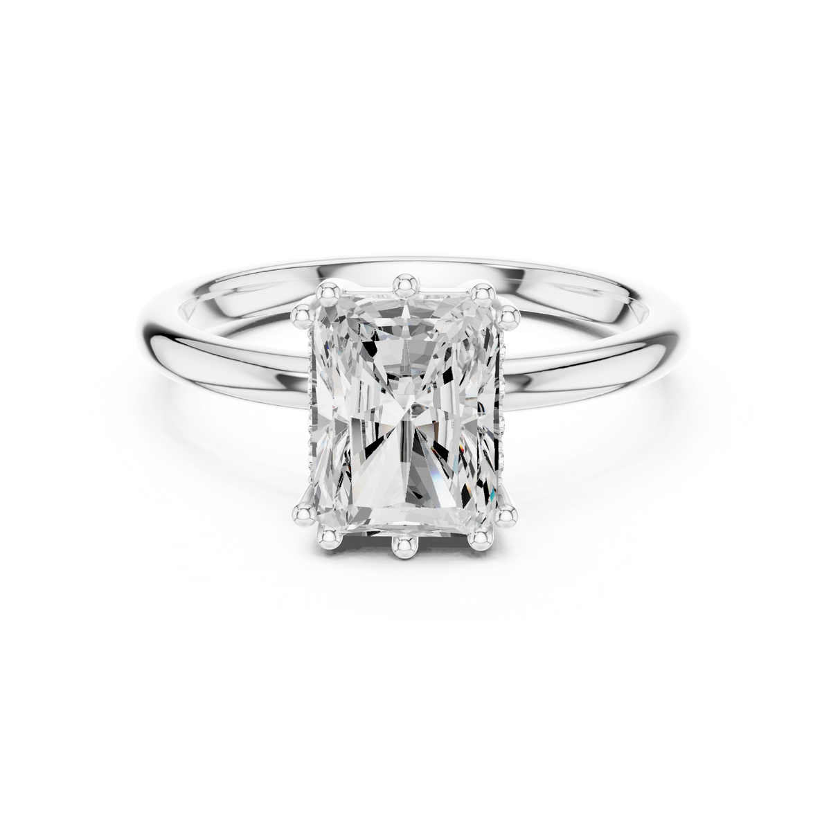 Radiant Cut Solitaire Engagement Ring with Hidden Diamond Gallery — Jewelix Atelier