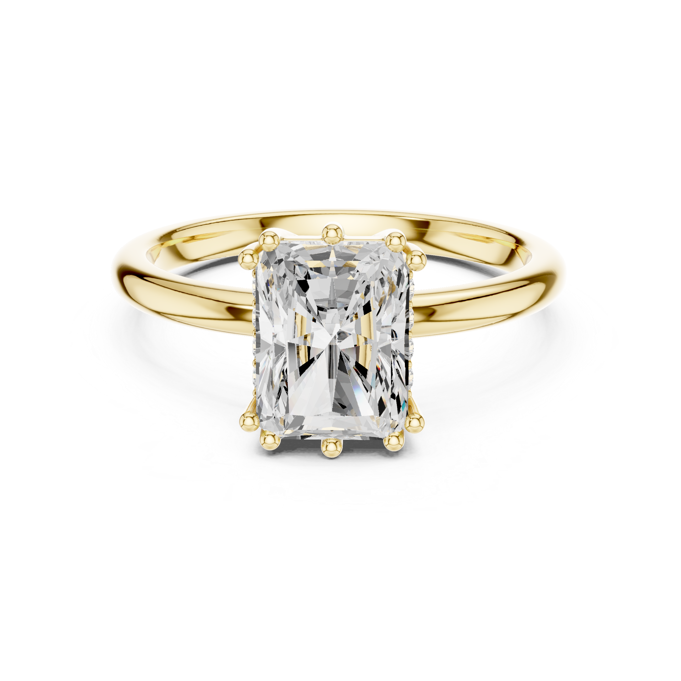 2.05 CT Radiant Cut Diamond Solitaire Engagement Ring with Hidden Halo