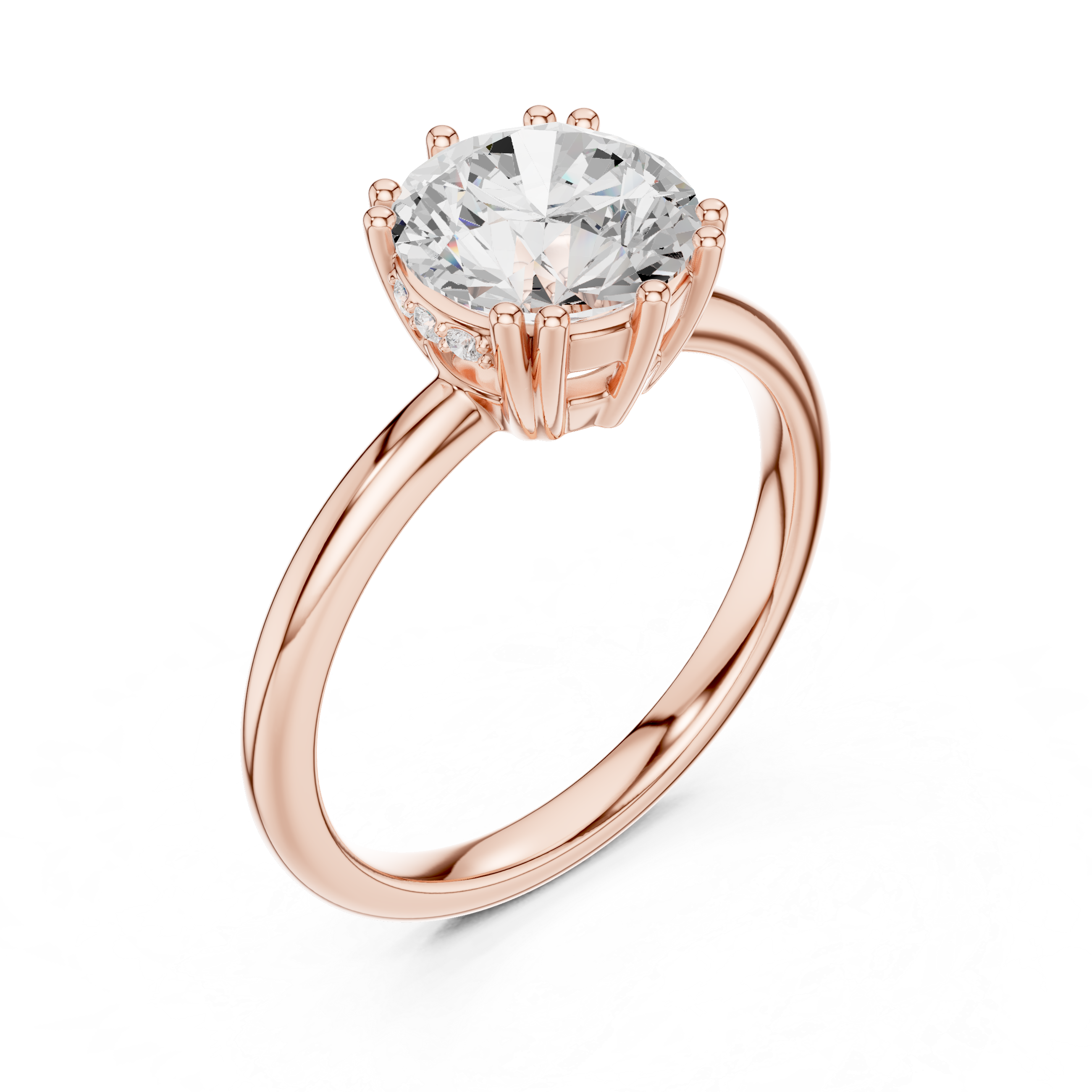 Round Cut Solitaire Engagement Ring with Hidden Diamond Gallery