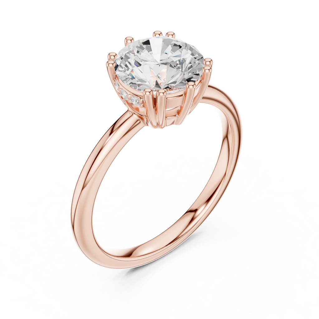 2.04 CT Round Brilliant Diamond Solitaire Engagement Ring with Hidden Halo
