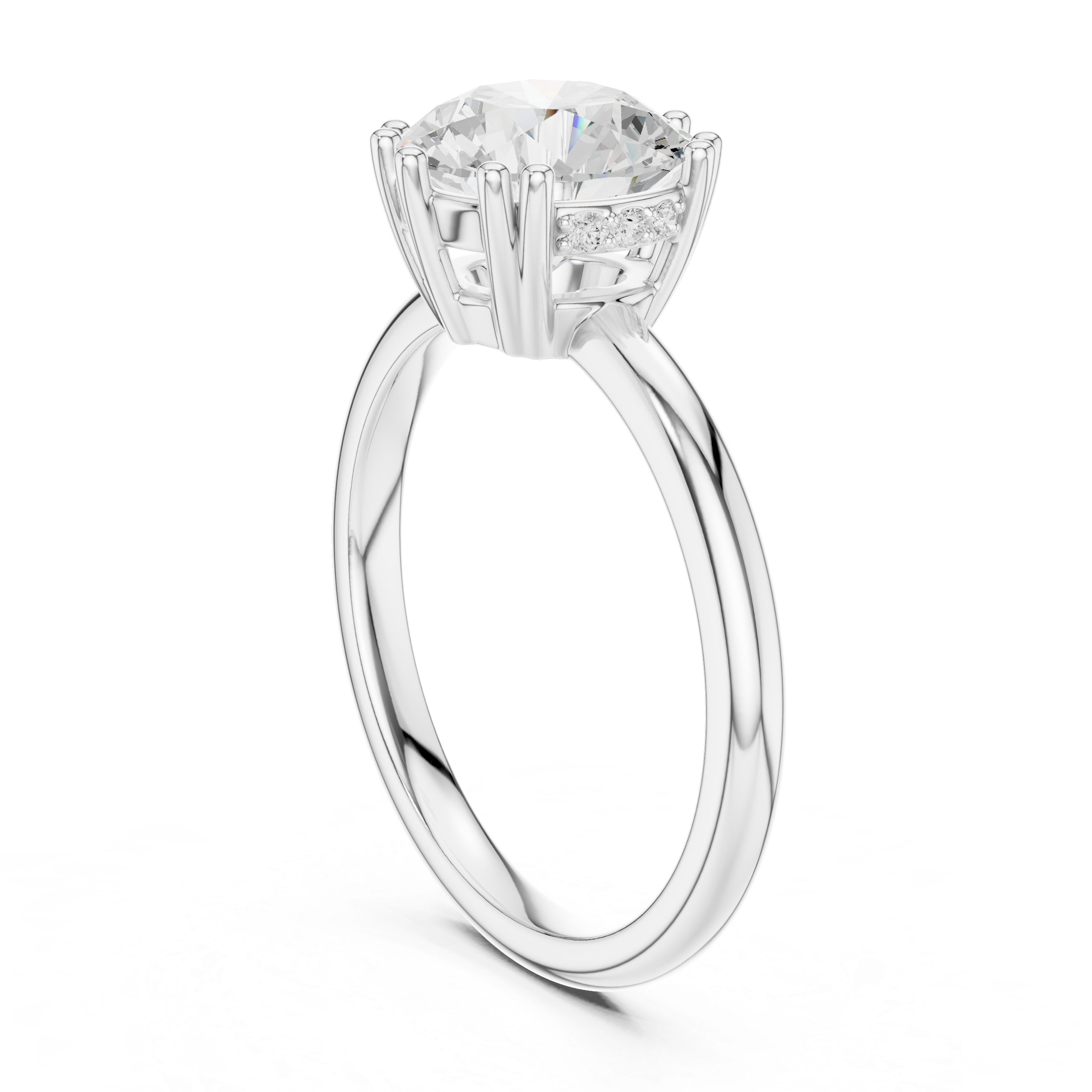 Round Cut Solitaire Engagement Ring with Hidden Diamond Gallery