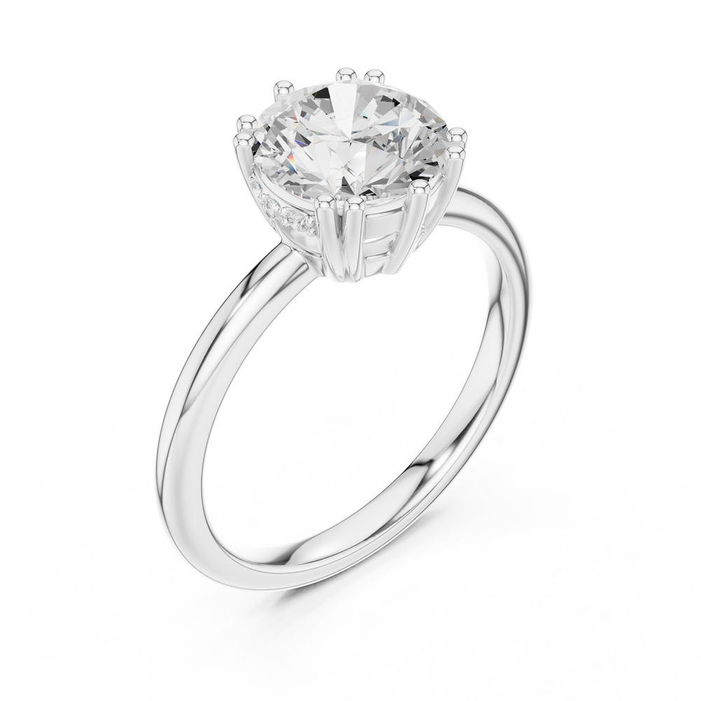 Round Cut Solitaire Engagement Ring with Hidden Diamond Gallery