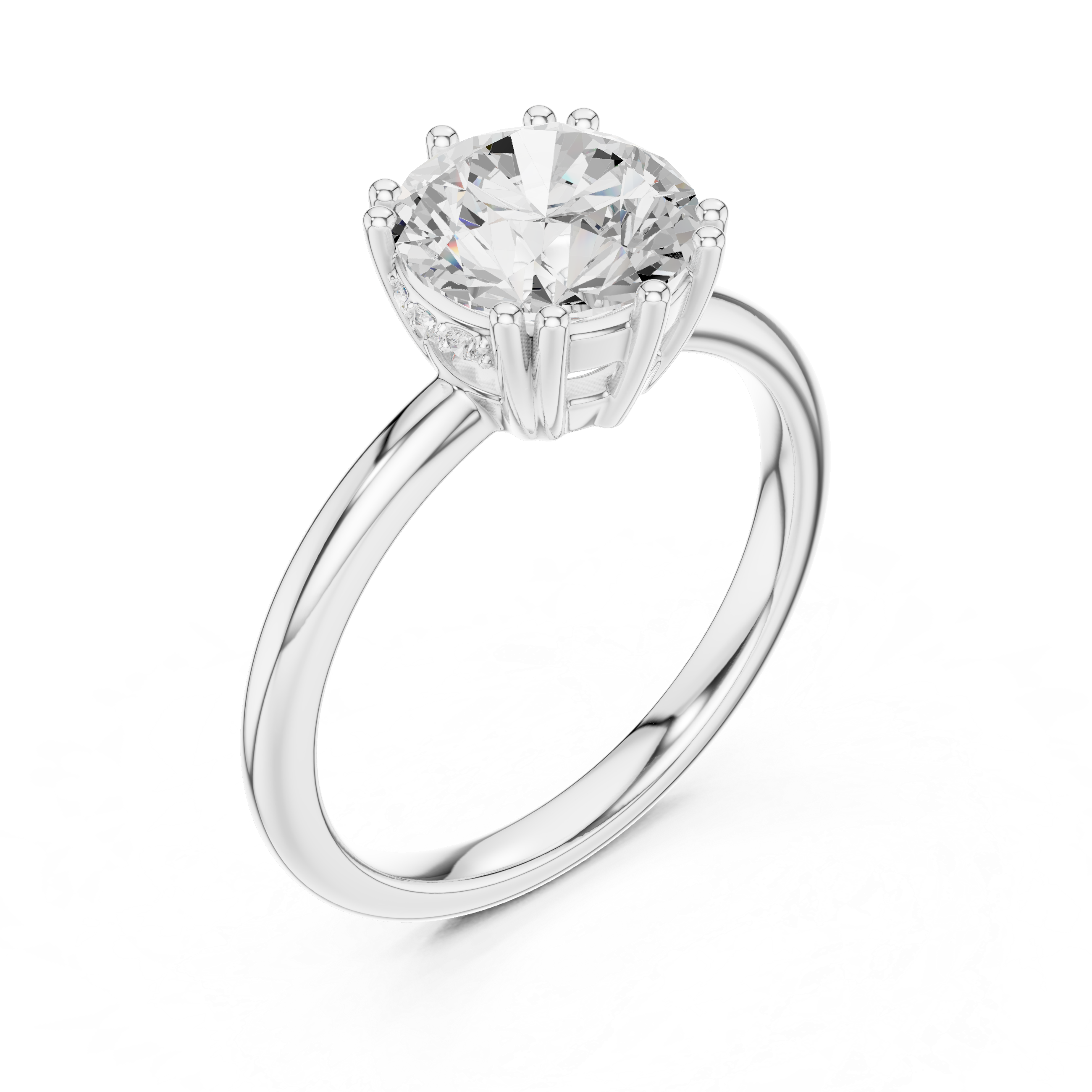 2.04 CT Round Brilliant Diamond Solitaire Engagement Ring with Hidden Halo