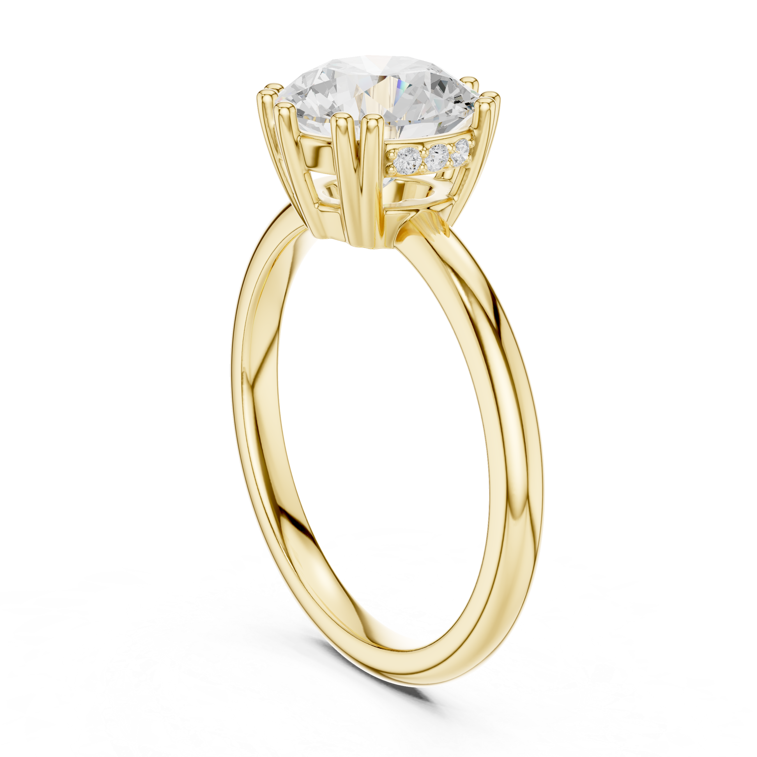 2.04 CT Round Brilliant Diamond Solitaire Engagement Ring with Hidden Halo
