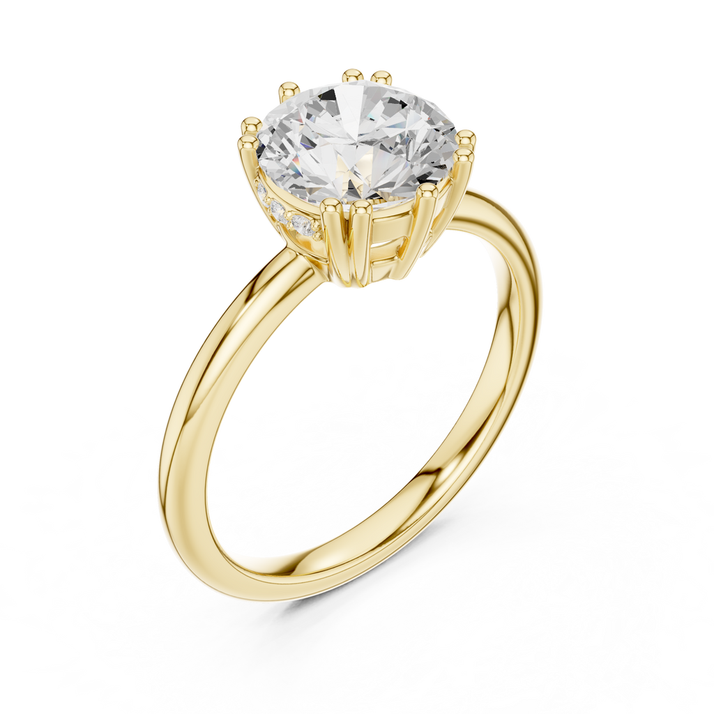2.04 CT Round Brilliant Diamond Solitaire Engagement Ring with Hidden Halo