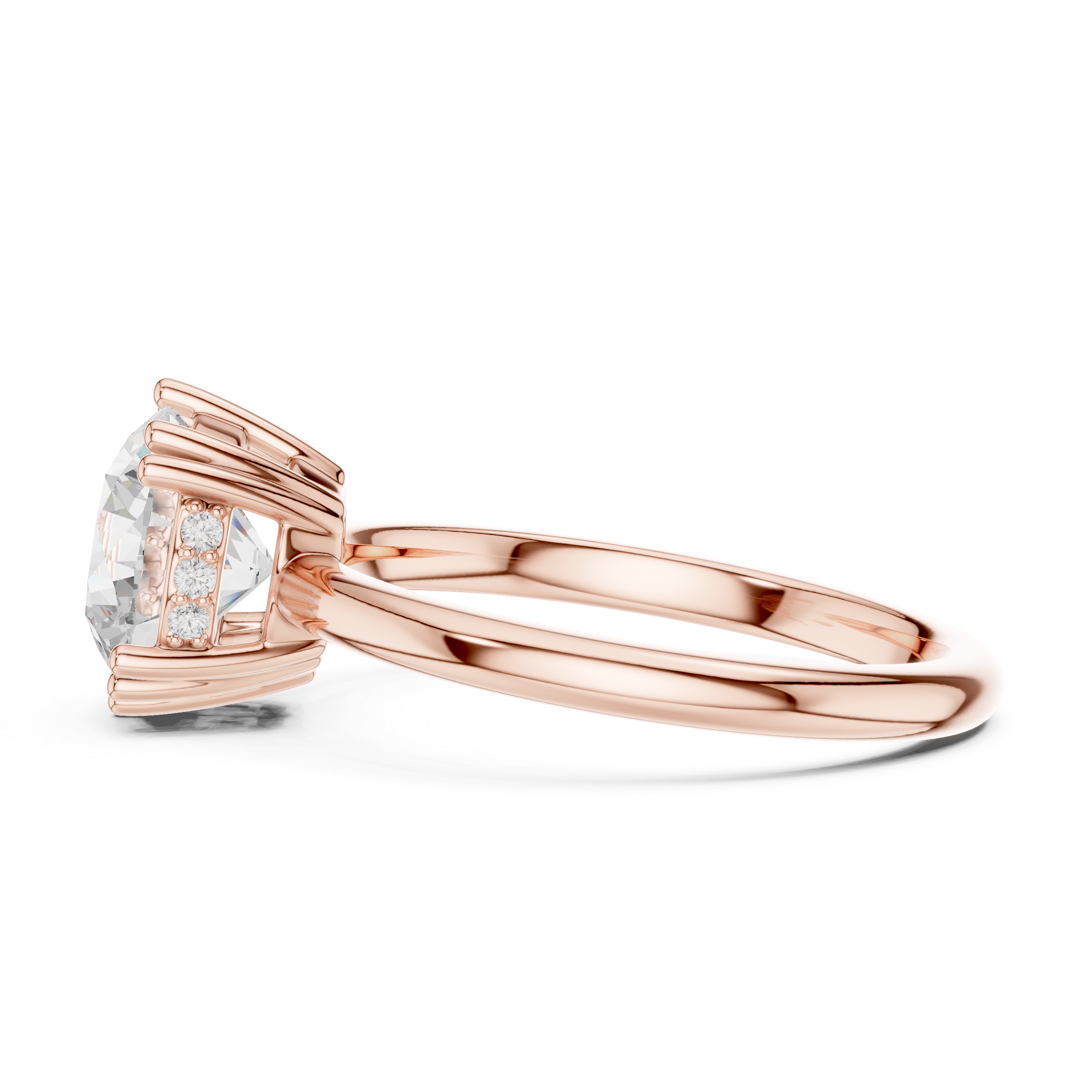 Round Cut Solitaire Engagement Ring with Hidden Diamond Gallery