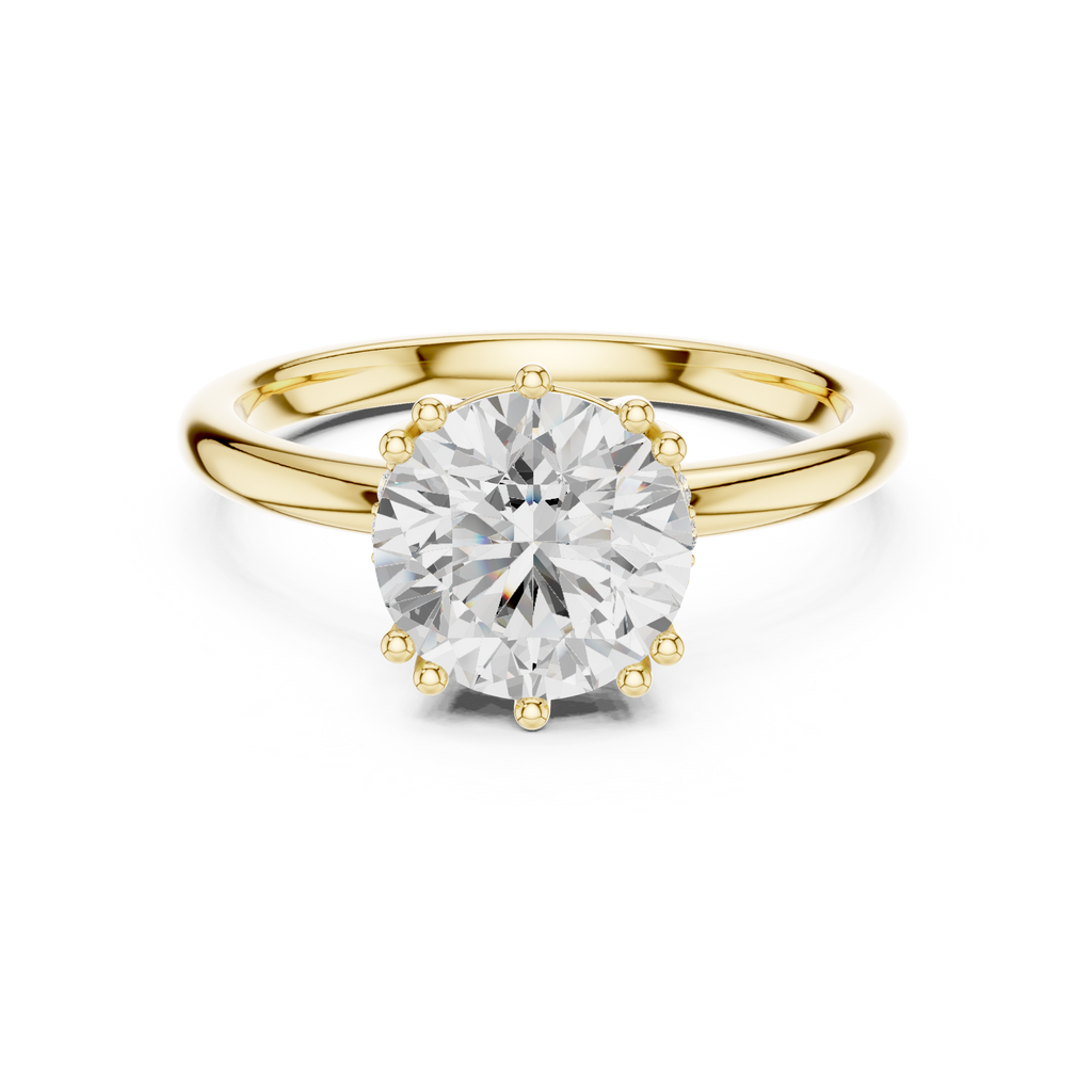 2.04 CT Round Brilliant Diamond Solitaire Engagement Ring with Hidden Halo