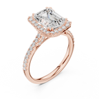 2.50 CT Emerald Cut Diamond Double Halo Pavé Engagement Ring