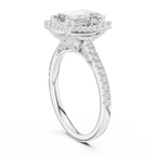 2.50 CT Emerald Cut Diamond Double Halo Pavé Engagement Ring