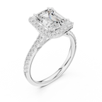 2.50 CT Emerald Cut Diamond Double Halo Pavé Engagement Ring