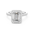 2.50 CT Emerald Cut Diamond Double Halo Pavé Engagement Ring