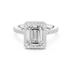 2.50 CT Emerald Cut Diamond Double Halo Pavé Engagement Ring