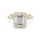 2.50 CT Emerald Cut Diamond Double Halo Pavé Engagement Ring
