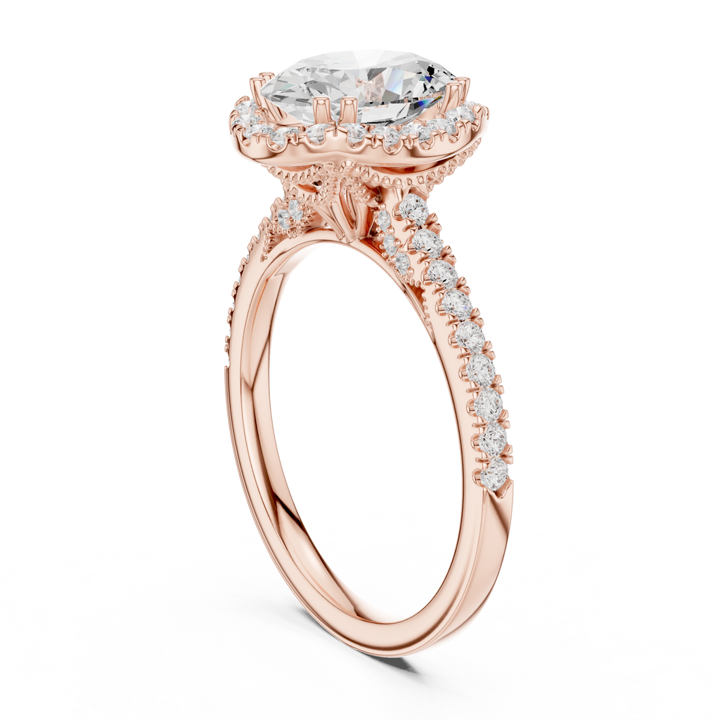 2.48 CT Oval Cut Diamond Halo Pavé Engagement Ring