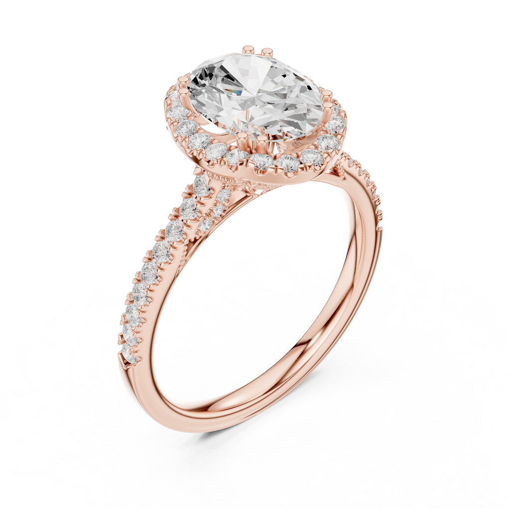2.48 CT Oval Cut Diamond Halo Pavé Engagement Ring