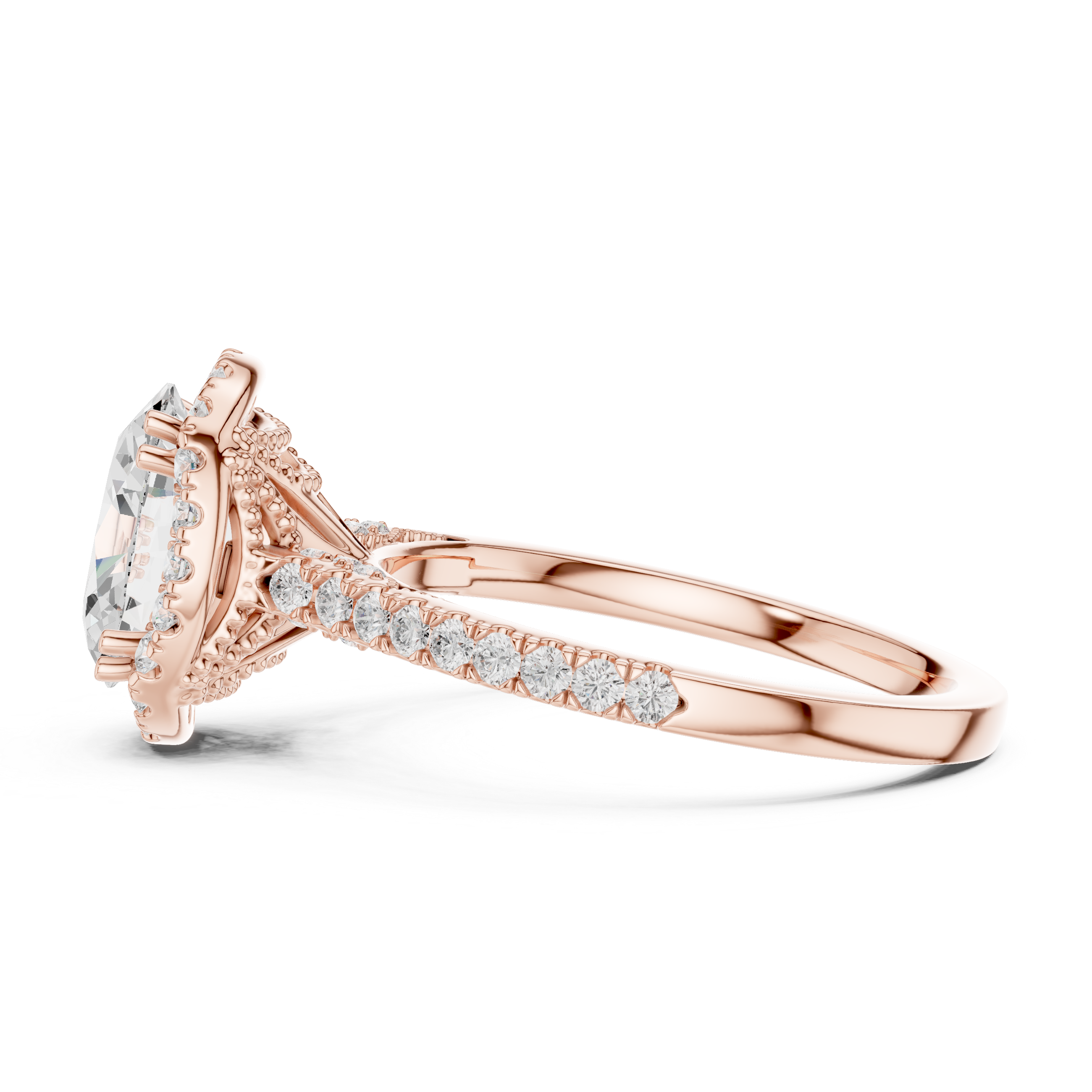 2.48 CT Oval Cut Diamond Halo Pavé Engagement Ring
