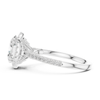 Vintage Oval Diamond Halo Engagement Ring with Pavé Band