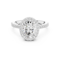 Vintage Oval Diamond Halo Engagement Ring with Pavé Band