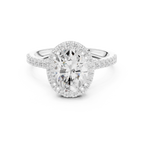 Vintage Oval Diamond Halo Engagement Ring with Pavé Band