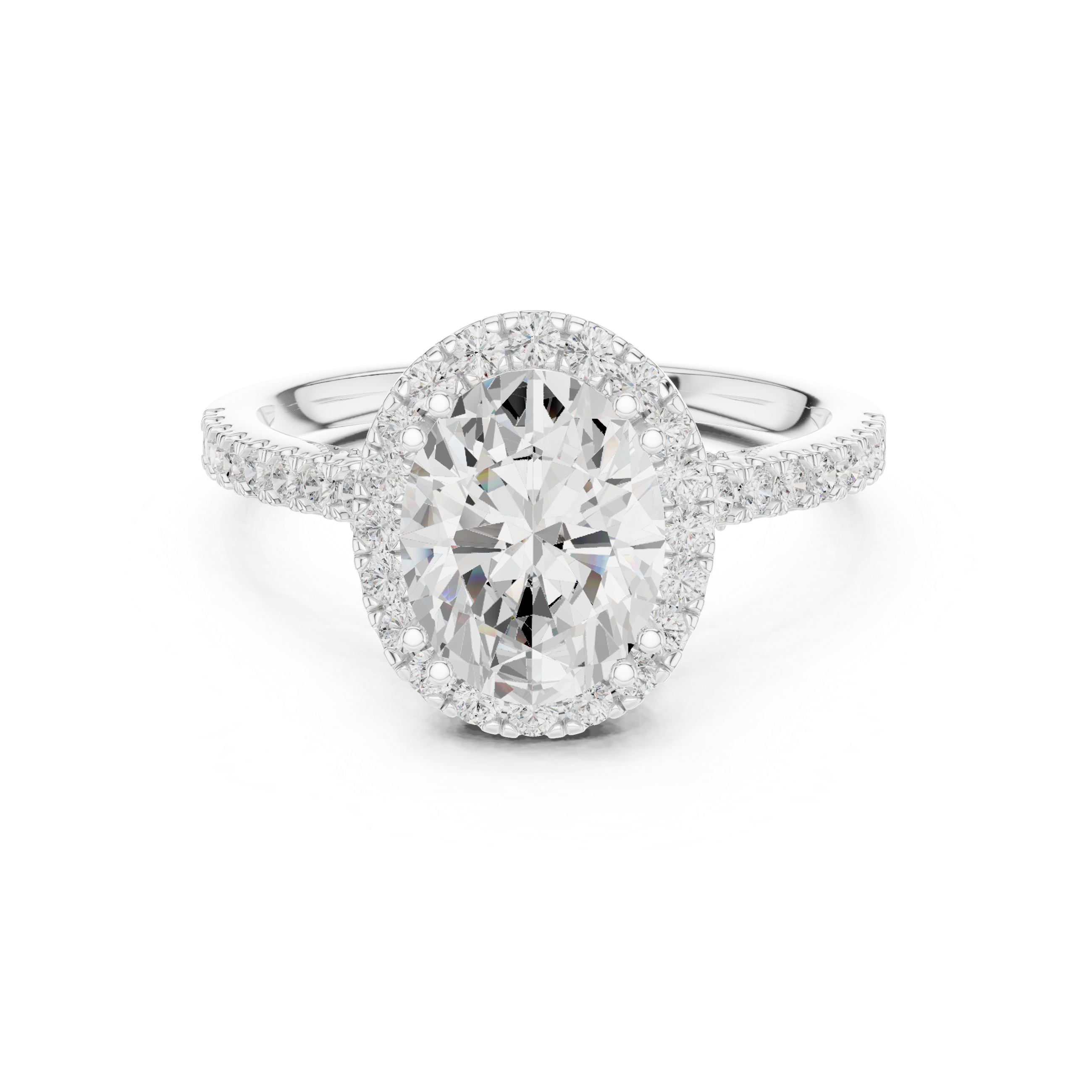 2.48 CT Oval Cut Diamond Halo Pavé Engagement Ring