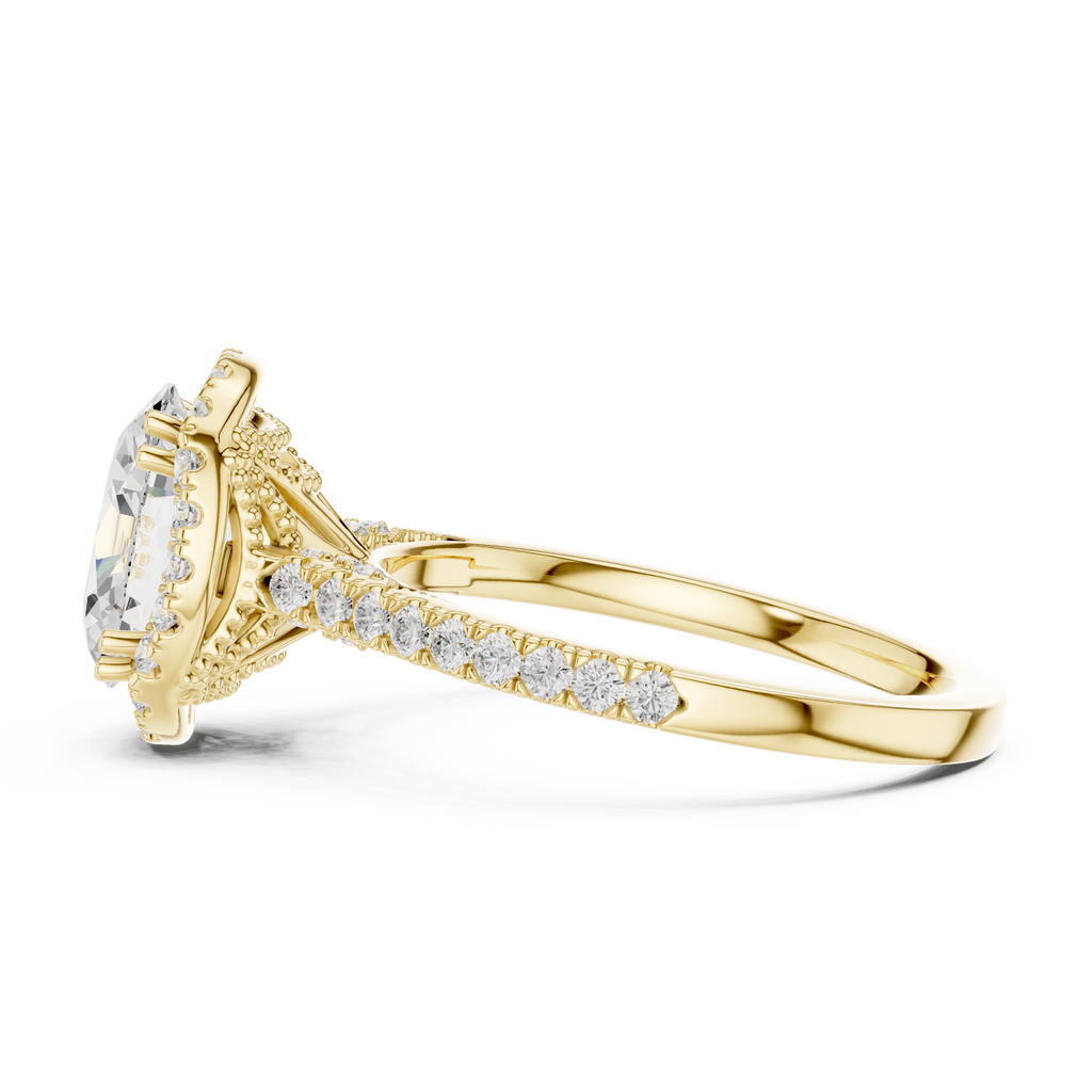 2.48 CT Oval Cut Diamond Halo Pavé Engagement Ring