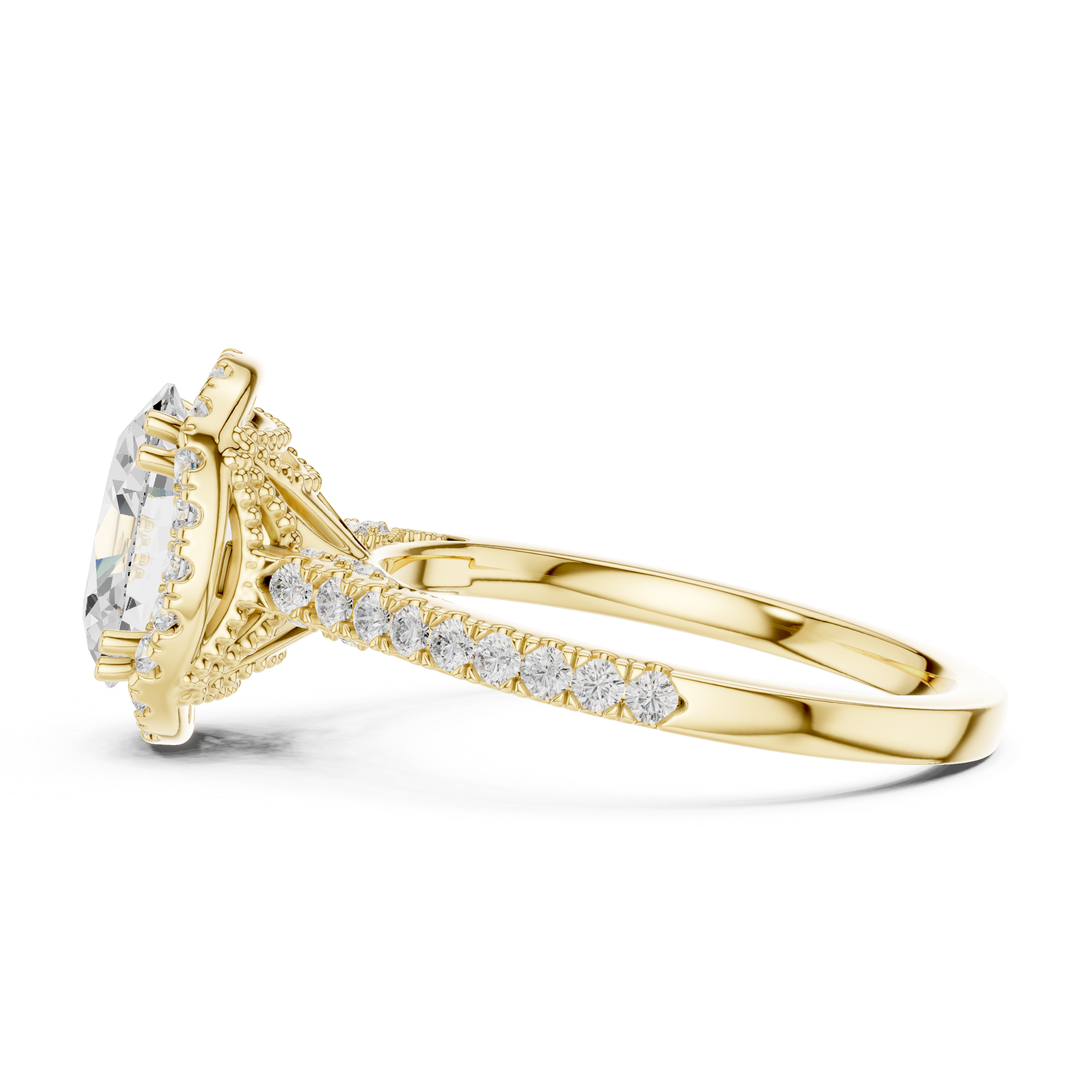 2.48 CT Oval Cut Diamond Halo Pavé Engagement Ring