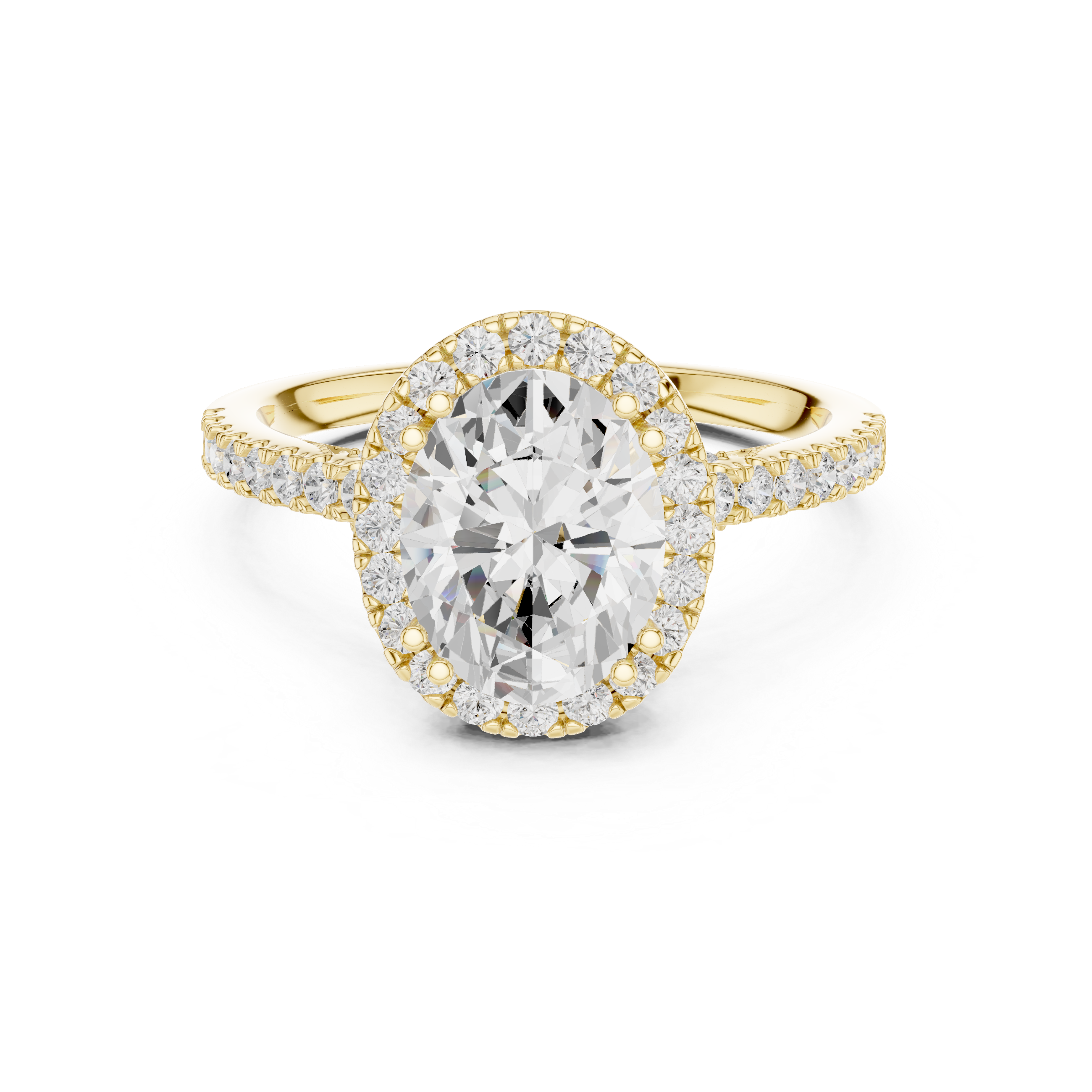 2.48 CT Oval Cut Diamond Halo Pavé Engagement Ring