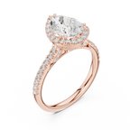 2.48 CT Pear Cut Diamond Halo Pavé Engagement Ring