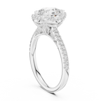 Vintage Pear Cut Diamond Halo Engagement Ring with Pavé Band