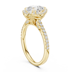 Vintage Pear Cut Diamond Halo Engagement Ring with Pavé Band