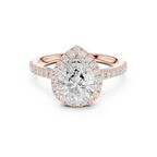 Vintage Pear Cut Diamond Halo Engagement Ring with Pavé Band