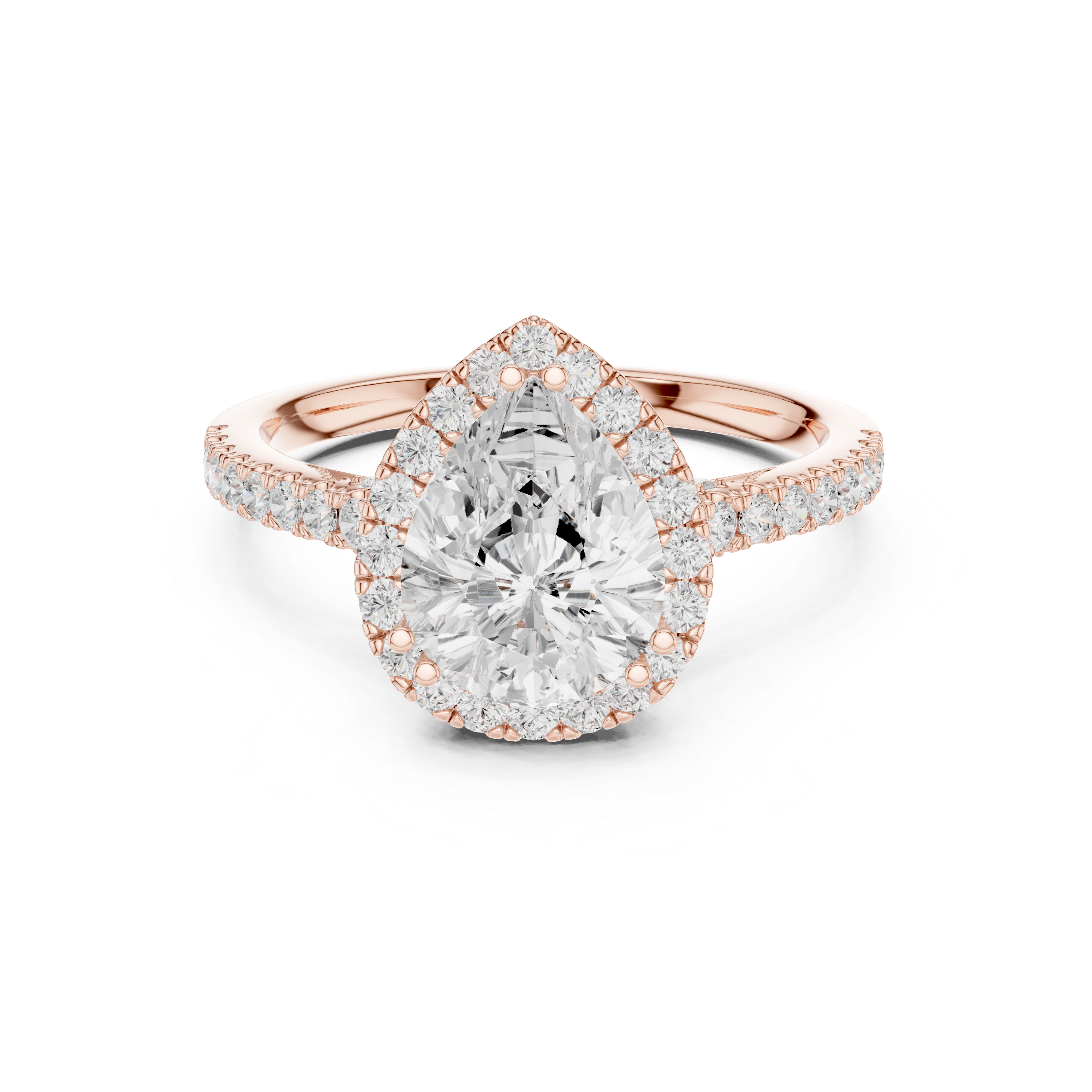 2.48 CT Pear Cut Diamond Halo Pavé Engagement Ring