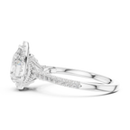 Vintage Pear Cut Diamond Halo Engagement Ring with Pavé Band