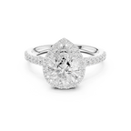 Vintage Pear Cut Diamond Halo Engagement Ring with Pavé Band