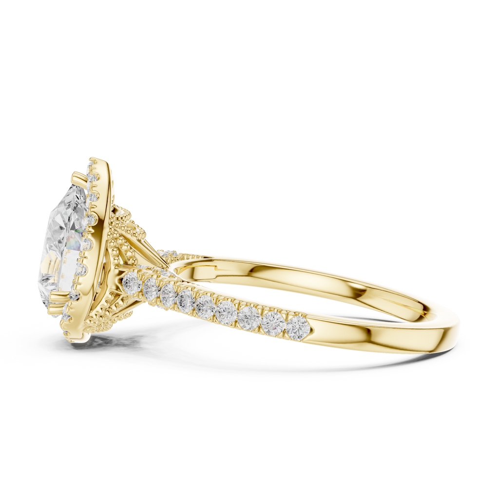 2.48 CT Pear Cut Diamond Halo Pavé Engagement Ring