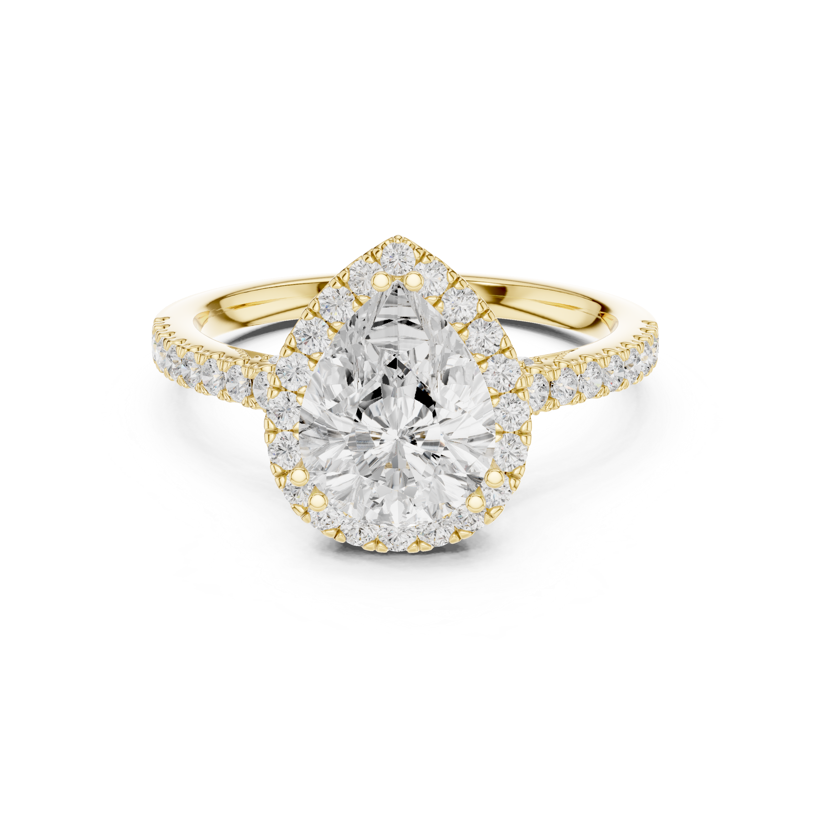 2.48 CT Pear Cut Diamond Halo Pavé Engagement Ring
