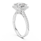 Vintage Princess Cut Diamond Halo Engagement Ring with Pavé Band