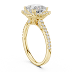 Vintage Princess Cut Diamond Halo Engagement Ring with Pavé Band