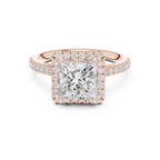 2.50 CT Princess Cut Diamond Halo Pavé Engagement Ring