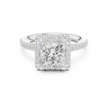 2.50 CT Princess Cut Diamond Halo Pavé Engagement Ring
